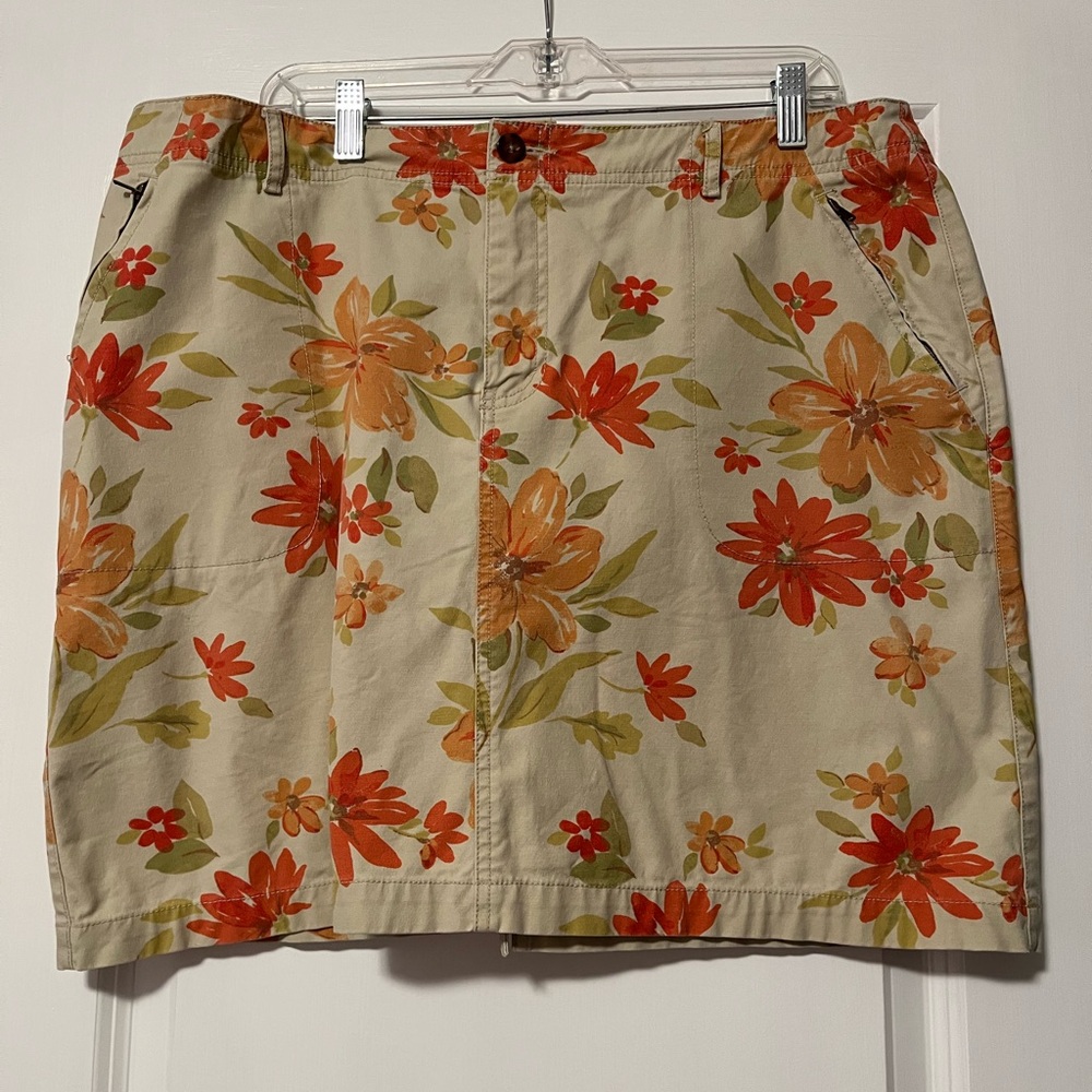 Vintage Eddie Bauer Floral Print Skirt with Pockets, Size 18